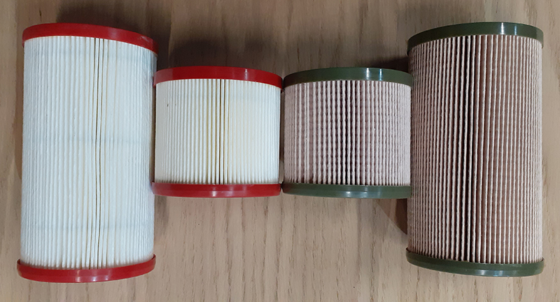 Large and small 10 and 3-micron filters. Submicron filters also available in large and small.